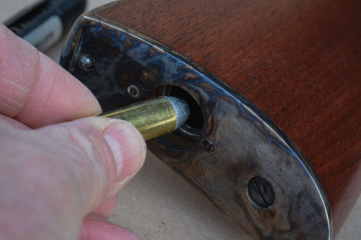 Cartridges should be slid into the stock, rather than dropped directly down, to prevent possible cartridge set off.